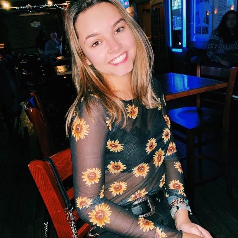 shear black top with sunflowers